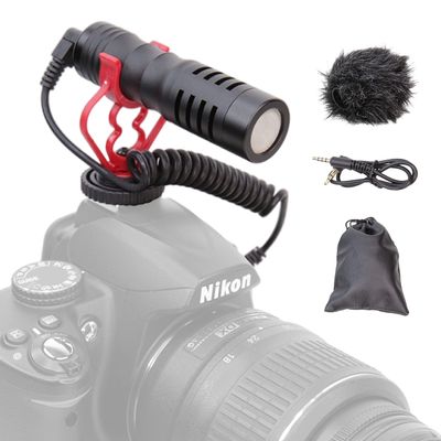 Foto&Tech Shotgun Mic Universal Video Microphone w/Shock Mount Deadcat Windscreen and Carrying Pouch Compatible with Smartphones Android Tablets Canon EOS Nikon Small Camera Camcorders Recorders