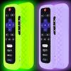 2 Pack Remote Case Battery Cover for TCL Roku Smart TV Steaming Stick Remote, Silicone Protective Controller Universal Sleeve Skin Glow in The Dark Green Purple view 1