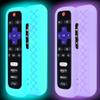 2 Pack Remote Case Battery Cover for TCL Roku Smart TV Steaming Stick Remote, Silicone Protective Controller Universal Sleeve Skin Glow in The Dark Dark Blue Purple view 1