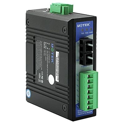 UOTEK Industrial RS-232/485/422 Dual-Fiber Modem(Built-in Power AC100-240V) with Zero Delay Conversion Model
