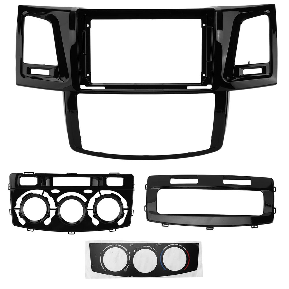 Aramox Stereo Fascia Trim, 2DIN Car Stereo Radio Fascia Black Audio Panel Bezel Replacement for Hilux 20042008