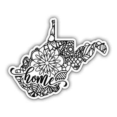 Squiddy West Virginia Home Cute State Shape - Vinyl Sticker Decal for Phone, Laptop, Water Bottle (3" high)