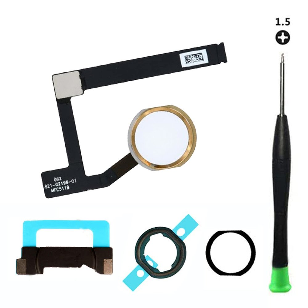 TPhaeay White Home Button Replacement Compatible with iPad mini 5 7.9 2019 A2133 A2124 A2125 A2126 Incl Flex Ribbon Cable Connector and Screwdriver (Gold Ring)
