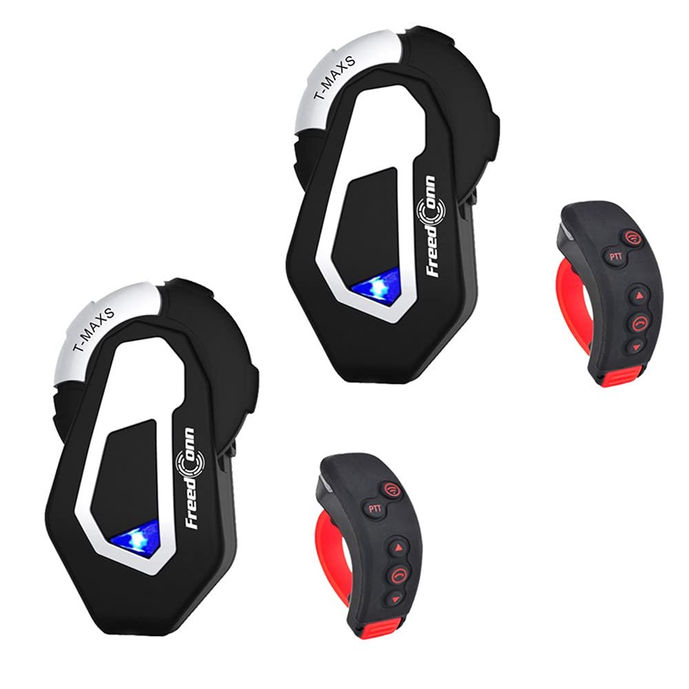 FreedConn Motocycle Helmet Waterproof Wireless Bluetooth Headset TMAX-S with L3 Remote Controller /1000M Intercom/6 Riders Connects/2 in 1 Microphone/