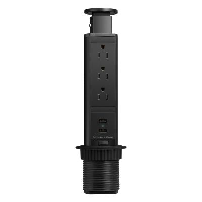 Pop Up Electrical Outlet for Countertop, Recessed Power Strip with 3 AC Outlet & 2 USB Ports,2.5" Hole Pull Pop Up Socket Hidden Outlets, Pop Out Power Outlet for Kitchen Counter Conference Desk