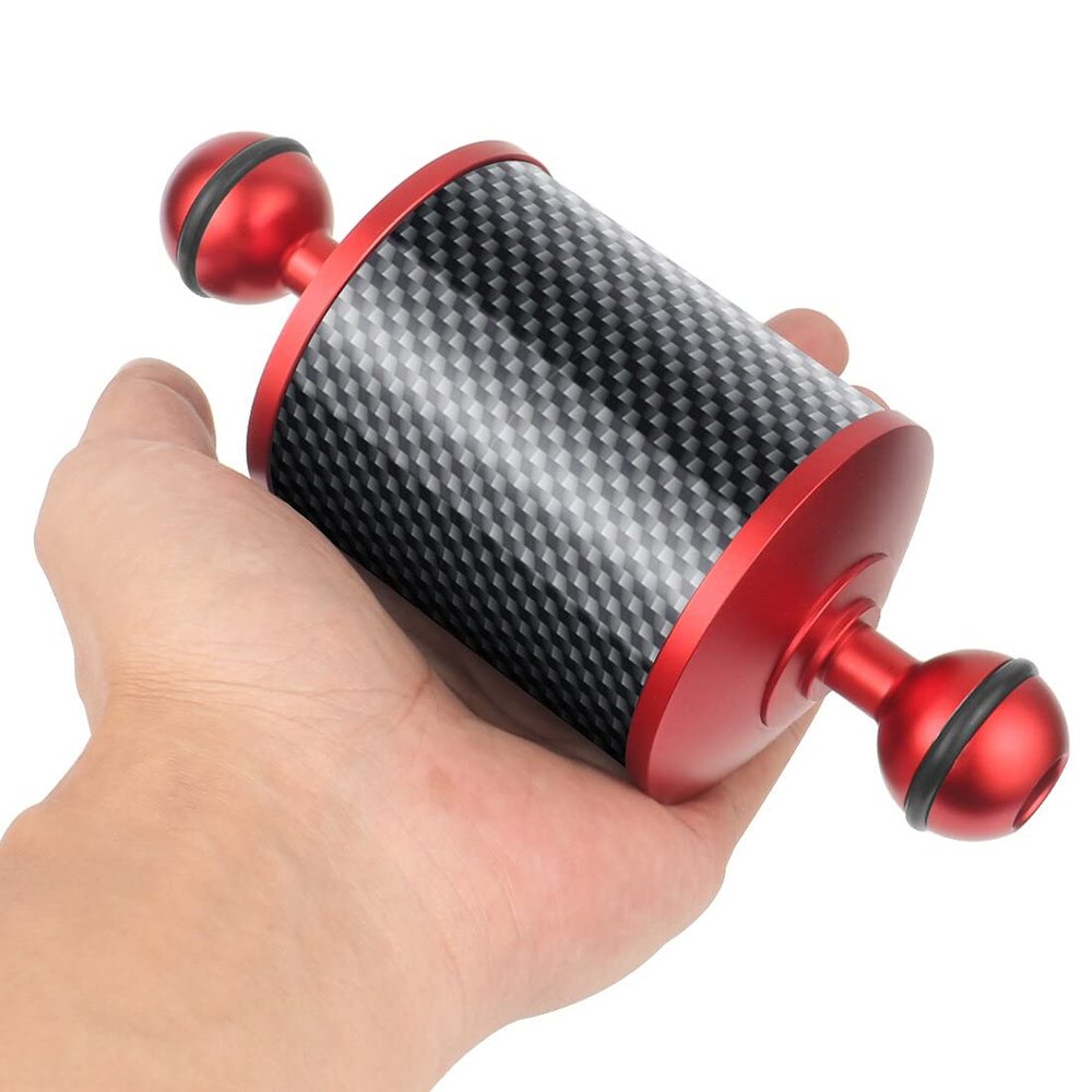 BGNing Upgrade 60mm Carbon Fiber Float Buoyancy Aquatic Arm 5" 8" 10" 12 inch Dual Ball Floating Arms for Camera Tray Diving (8inch Red)