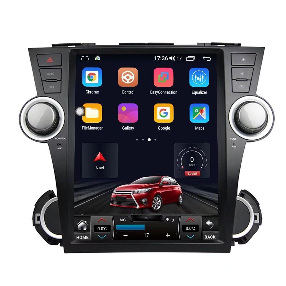 ROADYAKO Indash Android 14.0 Center Multimedia Car PC for Toyota Highlander 2008 2009 2010 2011 2012 2013 2014 Auto GPS Navigation RDS 4G WiFi SWC Audio Video FM AM Audio Video SWC Bluetooth