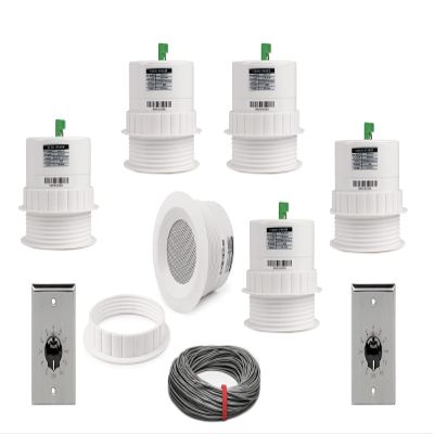 Pure Resonance Audio 3 Inch 70 Volt Ceiling Speaker Bundle with 100W Stainless Steel Volume Control and Installation Wire - Contractor Pack (6 Speakers)