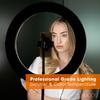 GLAMCOR Galileo Pro Kit: Foldable Ring Light with Stand - Portable Ring Light for Phone Content Creator Kit with Bluetooth Selfie Function | Adjustable Temperature, USB Fast-Charging, Remote Control view 4