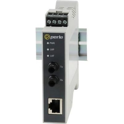 Perle SR-100-ST2-XT Transceiver/Media Converter - 1 x Network (RJ-45) - 2 x ST Ports - DuplexST Port - Multi-Mode - Fast Ethernet - 100Base-TX, 100Base-FX - Rail-mountable