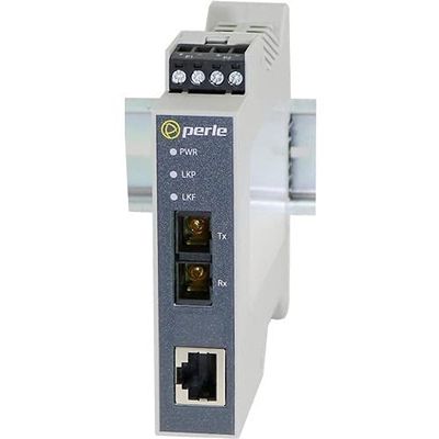 Perle SR-100-SC40 Transceiver/Media Converter - 1 x Network (RJ-45) - 2 x SC Ports - DuplexSC Port - Single-Mode - Fast Ethernet - 100Base-TX, 100Base-EX - Rail-mountable