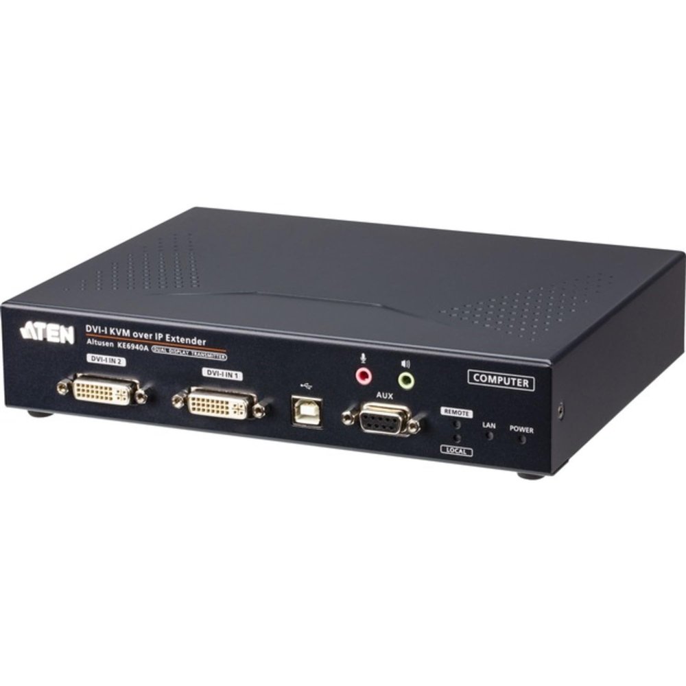 Aten DVI-I Dual Display KVM Over IP Transmitter - 2 Computer(s) - 2 Local User(s) - WUXGA - 1920 x 1200 Maximum Video Resolution - 1 x Network (RJ-45) - 3 x USB - 4 x DVI - Desktop, Rack-mountable