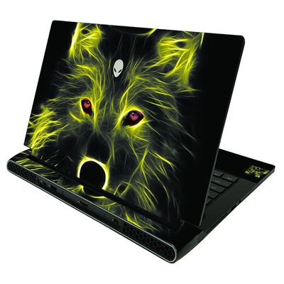 Skin Compatible with Alienware M15 R5 & M15 R6 (2021) - Neon Wolf | Protective, Durable, and Unique Vinyl Decal wrap Cover | Easy to Apply, Remove, and Change Styles | Made in The USA