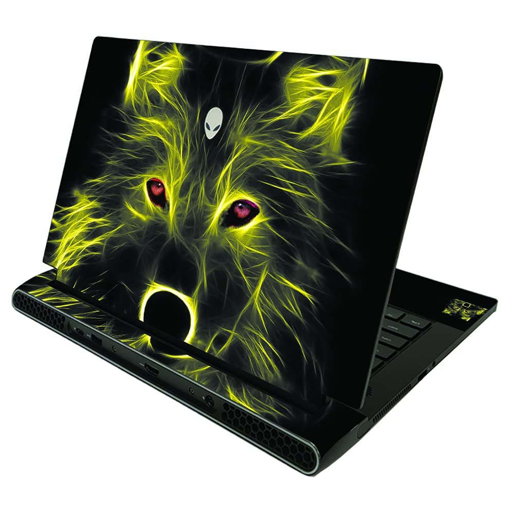 Skin Compatible with Alienware M15 R5 & M15 R6 (2021) - Neon Wolf | Protective, Durable, and Unique Vinyl Decal wrap Cover | Easy to Apply, Remove, and Change Styles | Made in The USA
