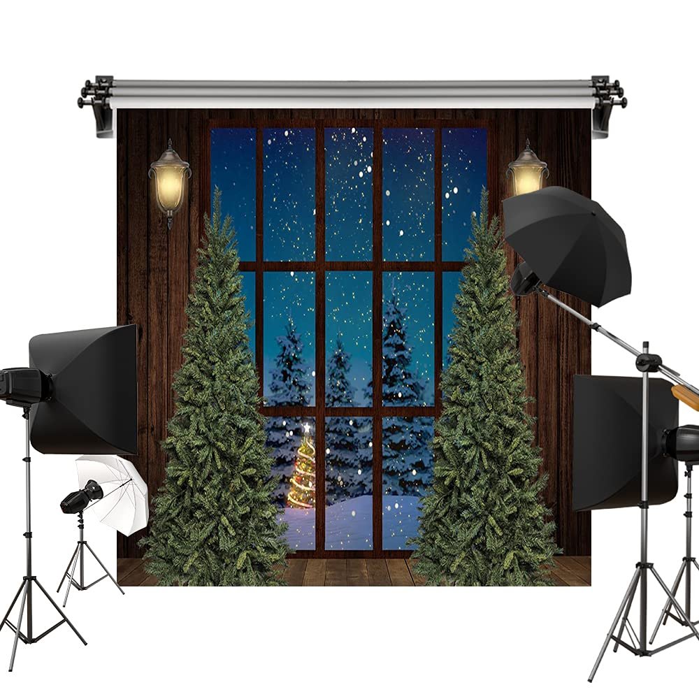 Kate 10x10ft/3x3m Christmas Window Backdrop Xmas Tree Background Photo Video Studio Props