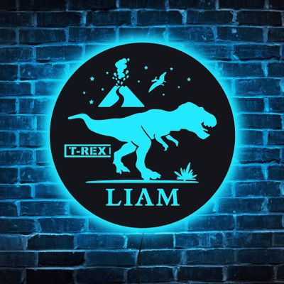 zouwii Kids Dinosaur Lamp Custom Name Dinosaur Colorful Desk Light Personalized T-REX Dinosaur Night Light Dinosaur Name Wooden Lamp for Kids Personalized Birthday Gift