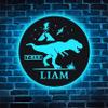 zouwii Kids Dinosaur Lamp Custom Name Dinosaur Colorful Desk Light Personalized T-REX Dinosaur Night Light Dinosaur Name Wooden Lamp for Kids Personalized Birthday Gift view 1