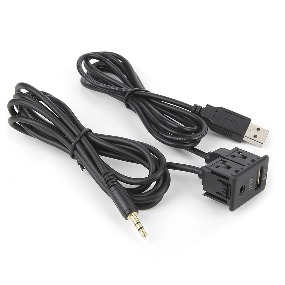 Aramox 3.5mm 28AWG Copper & PVC AUX USB Audio Cable Dash Audio Adapter Auto Audio Cable, AUX Extension Cable Adapter Flush Mount USB Port Headphone Jack Panel Mounting, Fit for Car Boat