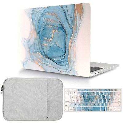Case Compatible with MacBook Pro 15 inch 2019 2018 2017 2016 Release A1990 A1707, Plastic Protective Hard Cover & Keyboard Cover & Sleeve for MacBook Pro 15,4 with Touch Bar - Light Blue Marble