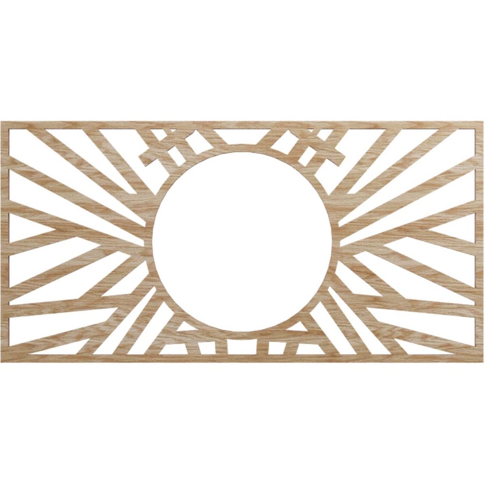 Ekena Millwork 20"W x 10"H x 7 3/8"ID x 3/8"T Hoover Wood Fretwork Pierced Ceiling Medallion, Red Oak