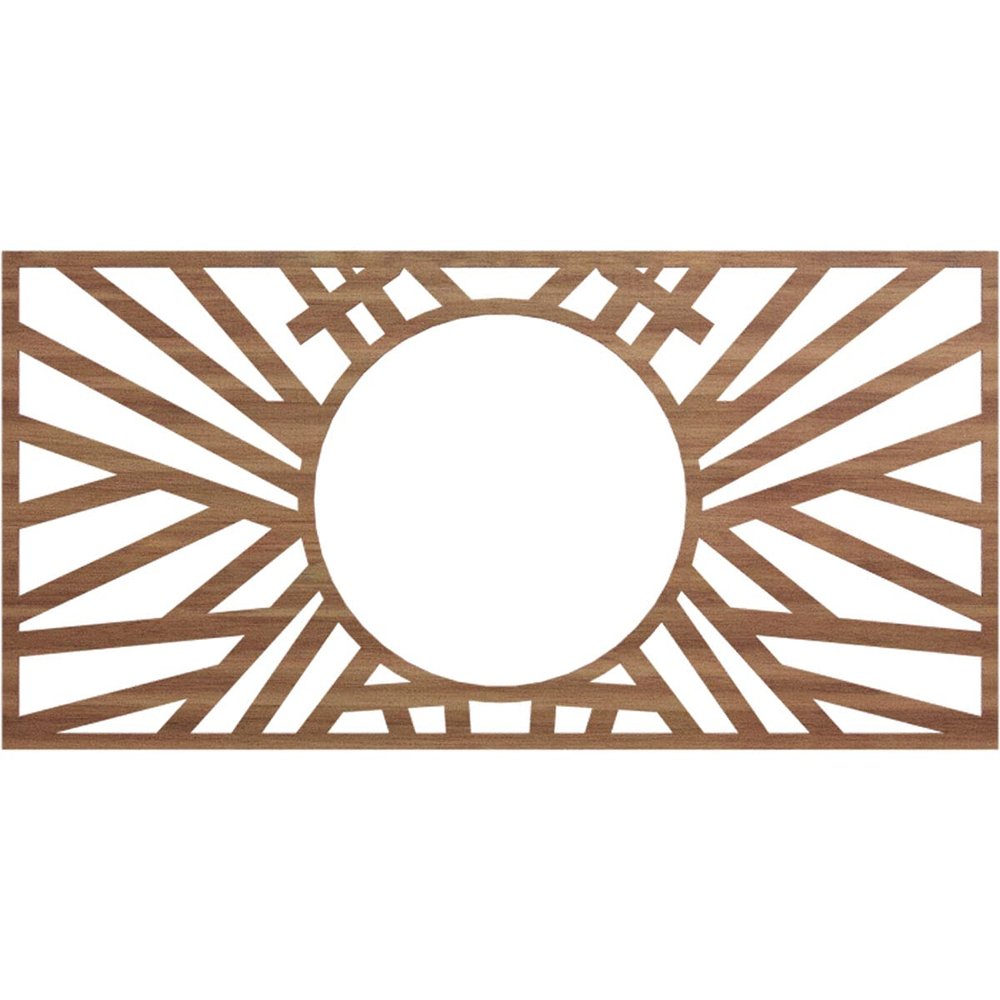 Ekena Millwork 30"W x 15"H x 11 1/8"ID x 3/8"T Hoover Wood Fretwork Pierced Ceiling Medallion, Walnut