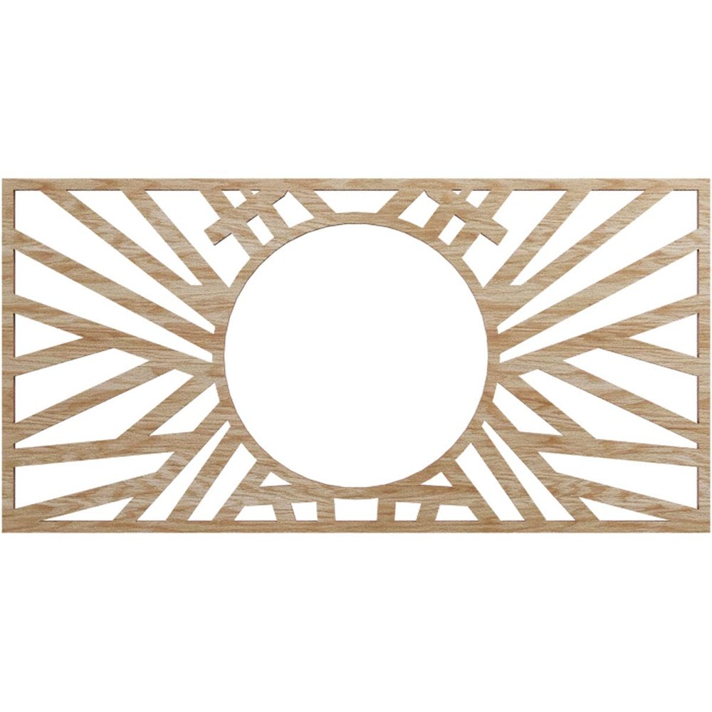 Ekena Millwork 16"W x 8"H x 5 7/8"ID x 1/4"T Hoover Wood Fretwork Pierced Ceiling Medallion, Red Oak