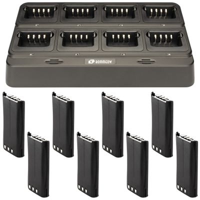 Arrowmax 8 Batteries Charger Combo for Kenwood KSC-35S KSC-43K Fit TK-2200 TK-2206 TK-2212L TK-3202 TK-3206 TK-3207 TK-3212L TK-3300UP TK-3301T TK-3302E TK-3307M2 as KNB-45 KNB-45L KNB-29 KNB-30