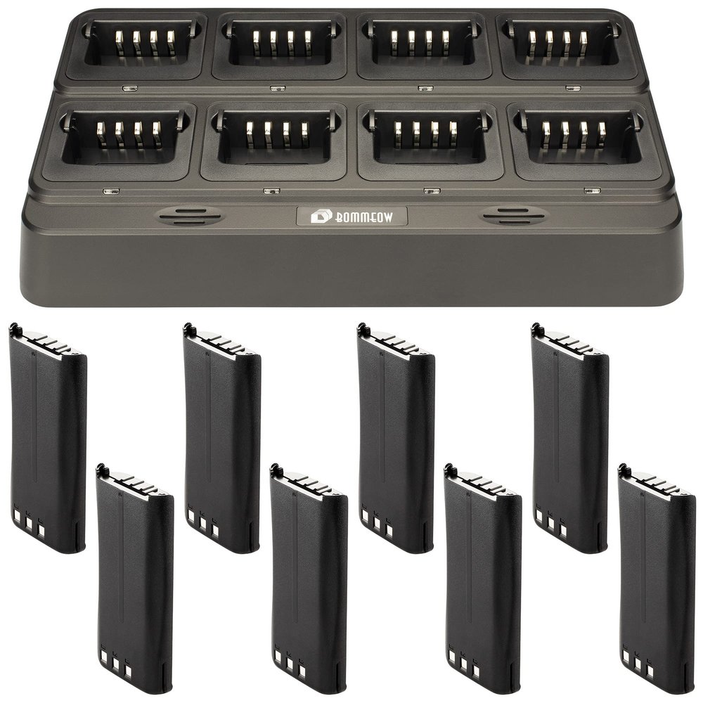 Arrowmax 8 Batteries Charger Combo for Kenwood KSC-35S KSC-43K Fit TK-2200 TK-2206 TK-2212L TK-3202 TK-3206 TK-3207 TK-3212L TK-3300UP TK-3301T TK-3302E TK-3307M2 as KNB-45 KNB-45L KNB-29 KNB-30