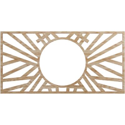 Ekena Millwork 18"W x 9"H x 6 5/8"ID x 3/8"T Hoover Wood Fretwork Pierced Ceiling Medallion, Red Oak