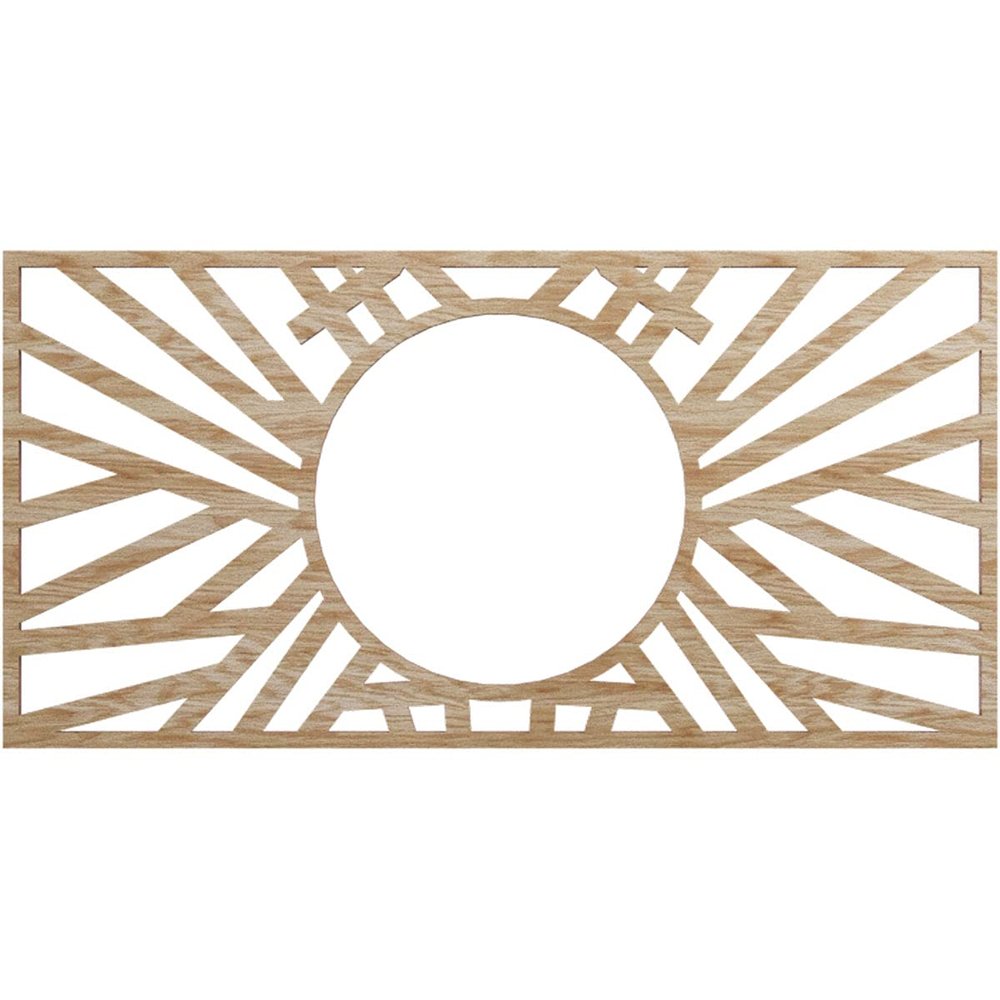 Ekena Millwork 18"W x 9"H x 6 5/8"ID x 3/8"T Hoover Wood Fretwork Pierced Ceiling Medallion, Red Oak