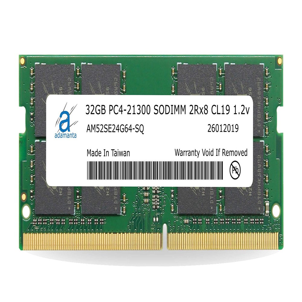 Adamanta 32GB (1x32GB) DDR4 2666MHz (or 2133MHz or 2400MHz) PC4-21300 SODIMM 2Rx8 CL19 1.2v Non-ECC Unbuffered Notebook Laptop RAM Memory Upgrade