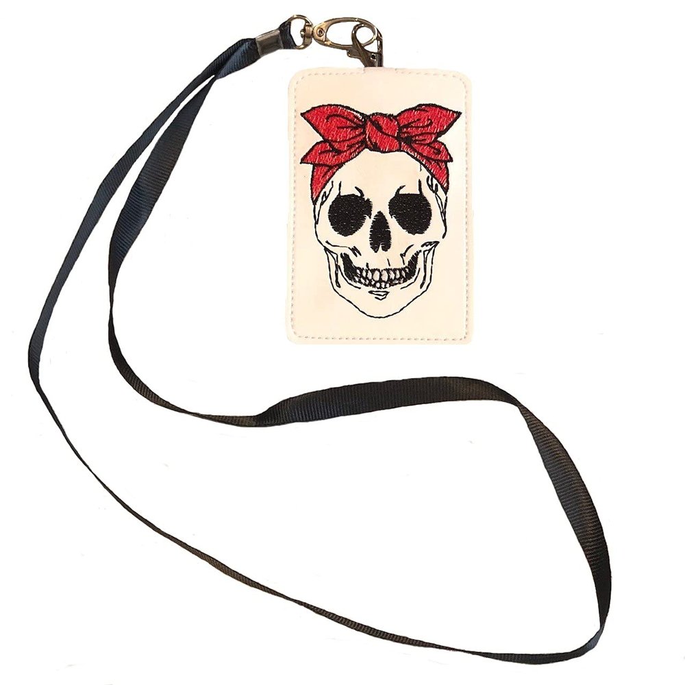 Bandana Skull Lanyard ID Wallet