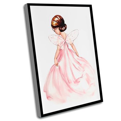 Baby Girls Bedroom Decor,Girl Nursery Wall Art,Brunette Fairy Girl Print,Blush Pink Fairy Toddler Girl Bedroom Art,Fairy Princess Print,Nursery Wall Art,16x24 Inch Framed Wall Art