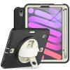 2021 New iPad mini6 case 8.3 inch 6th Gen 360 Rotating Hand Strap/Kickstand/Shoulder Strap/Pencil Holder dust-Proof Shockproof Silicone Protective Cover (iPad mini6, Balck+Off White) view 1
