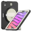2021 New iPad mini6 case 8.3 inch 6th Gen 360 Rotating Hand Strap/Kickstand/Shoulder Strap/Pencil Holder dust-Proof Shockproof Silicone Protective Cover (iPad mini6, Balck+Off White) view 2