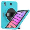 2021 New iPad mini6 case 8.3 inch 6th Gen 360 Rotating Hand Strap/Kickstand/Shoulder Strap/Pencil Holder dust-Proof Shockproof Silicone Protective Cover (iPad mini6, Light Blue+Balck) view 1