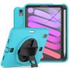2021 New iPad mini6 case 8.3 inch 6th Gen 360 Rotating Hand Strap/Kickstand/Shoulder Strap/Pencil Holder dust-Proof Shockproof Silicone Protective Cover (iPad mini6, Light Blue+Balck) view 2