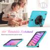 2021 New iPad mini6 case 8.3 inch 6th Gen 360 Rotating Hand Strap/Kickstand/Shoulder Strap/Pencil Holder dust-Proof Shockproof Silicone Protective Cover (iPad mini6, Light Blue+Balck) view 3