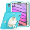 2021 New iPad mini6 case 8.3 inch 6th Gen 360 Rotating Hand Strap/Kickstand/Shoulder Strap/Pencil Holder dust-Proof Shockproof Silicone Protective Cover (iPad mini6, Light Blue+Off White) view 1