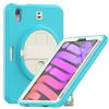 2021 New iPad mini6 case 8.3 inch 6th Gen 360 Rotating Hand Strap/Kickstand/Shoulder Strap/Pencil Holder dust-Proof Shockproof Silicone Protective Cover (iPad mini6, Light Blue+Off White) view 2