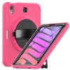 2021 New iPad mini6 case 8.3 inch 6th Gen 360 Rotating Hand Strap/Kickstand/Shoulder Strap/Pencil Holder dust-Proof Shockproof Silicone Protective Cover (iPad mini6, Rose red+Balck) view 2