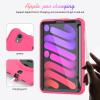 2021 New iPad mini6 case 8.3 inch 6th Gen 360 Rotating Hand Strap/Kickstand/Shoulder Strap/Pencil Holder dust-Proof Shockproof Silicone Protective Cover (iPad mini6, Rose red+Balck) view 4