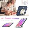 2021 New iPad mini6 case 8.3 inch 6th Gen 360 Rotating Hand Strap/Kickstand/Shoulder Strap/Pencil Holder dust-Proof Shockproof Silicone Protective Cover (iPad mini6, Navy Blue+Off White) view 3