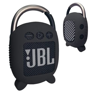 JCHPINE Silicone Cover Case for JBL Clip 4 Portable Bluetooth Speaker, Protective Carrying Case for JBL Clip 4 Portable Bluetooth Speaker Accessories (Black)