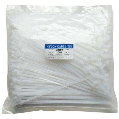 1000 pcs 6 inch Cable Zip Ties Heavy Duty, Premium Plastic Wire Ties with 18 LBS Tensile Strength, UV Resistant Cable Ties, Self-Locking White Nylon Tie Straps