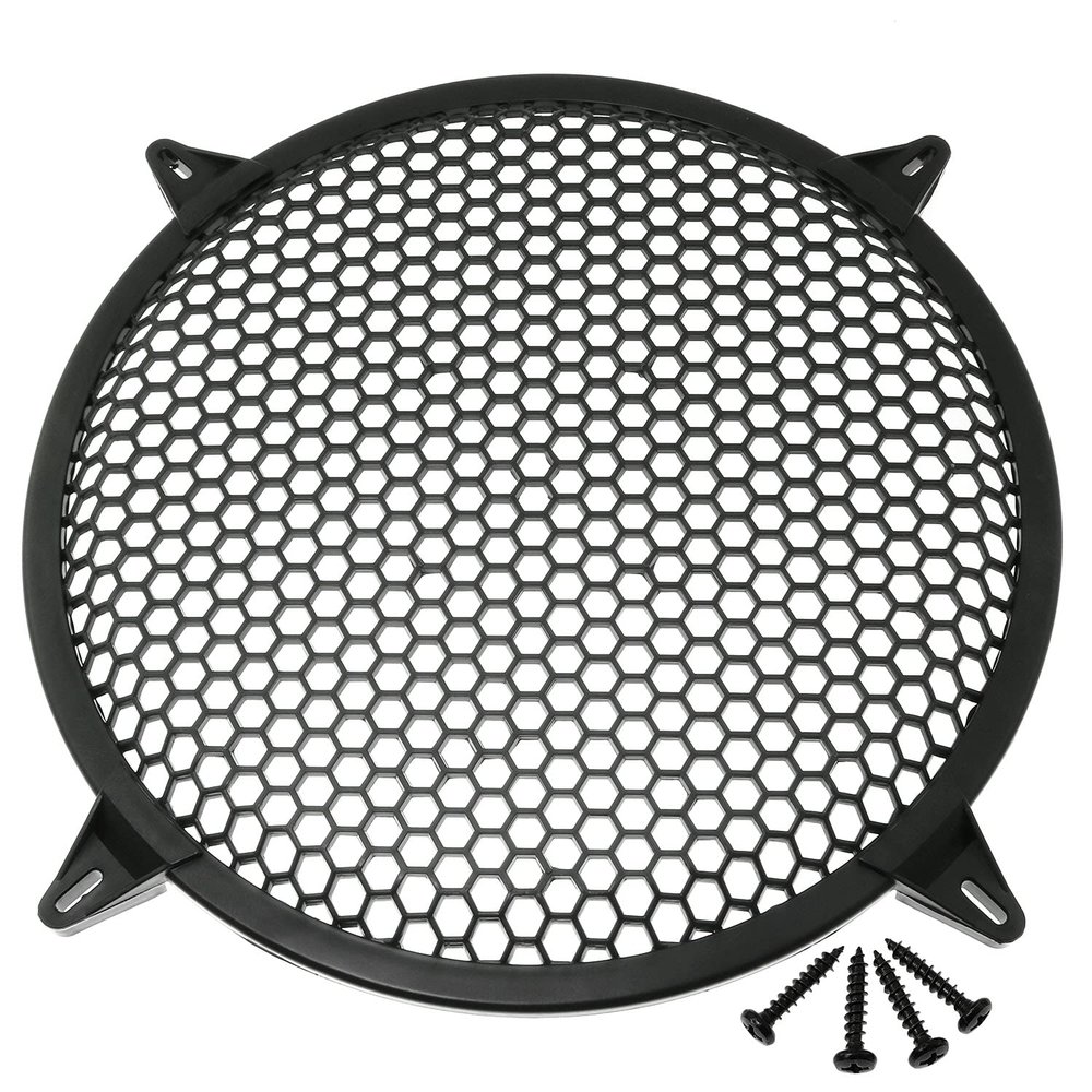 RLECS 12 Inch SubWoofer Plastic Mesh Cover with 4PCS Grill Clamps and 4PCS Screws, Black Video Accessories