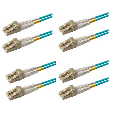 SpeedyFiberTX - 4-Pack 35 Meter Multimode 40G 100G OM4 50/125 Fiber Patch Cable, Duplex LC to LC, Slim Zipcord Aqua LSZH Cable Jacket