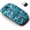 2.4G Wireless Mouse with Cute Pattern Design for All Laptops and Desktops with Nano Receiver - Blue Floral Zig zag view 1
