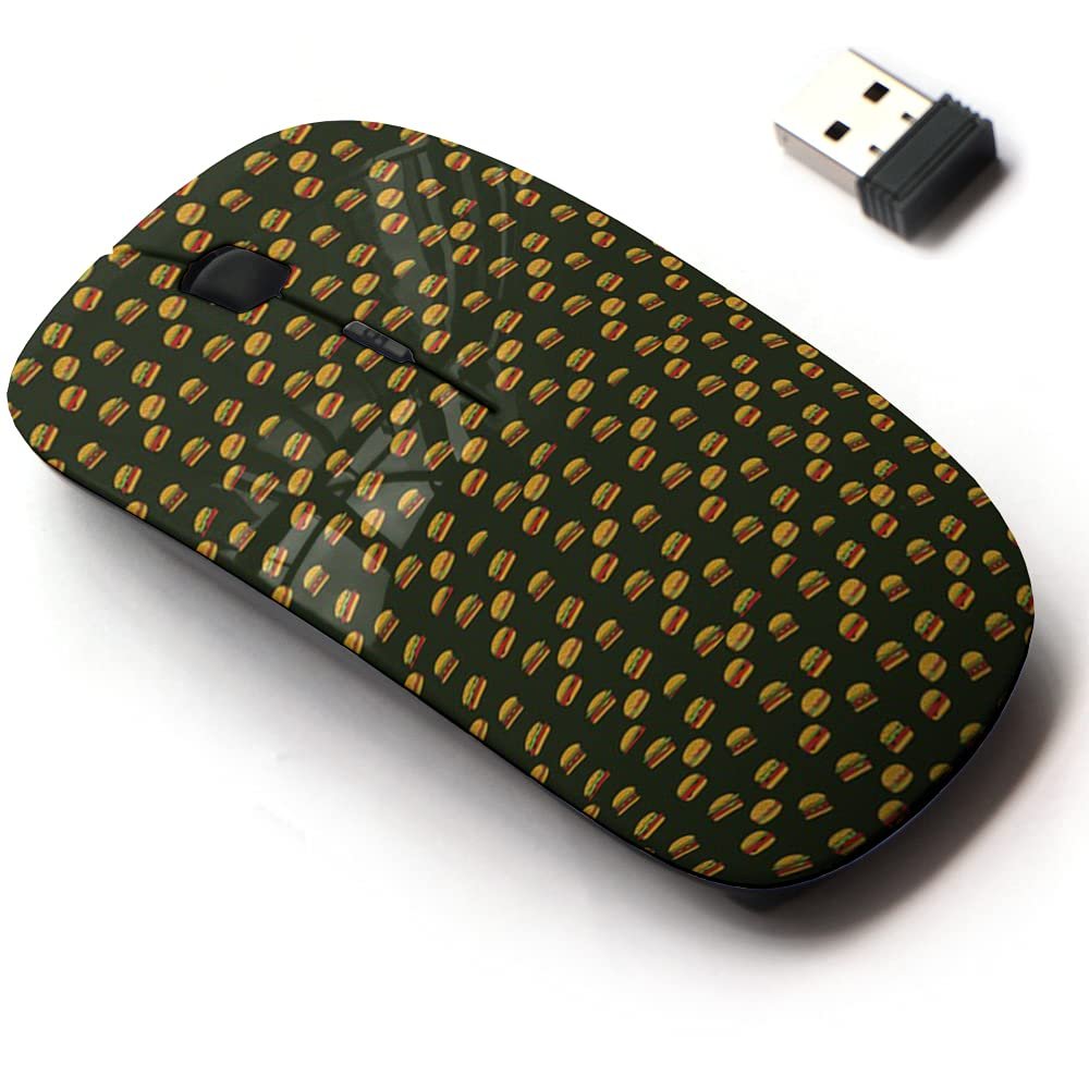 2.4G Wireless Mouse with Cute Pattern Design for All Laptops and Desktops with Nano Receiver - Burger Design