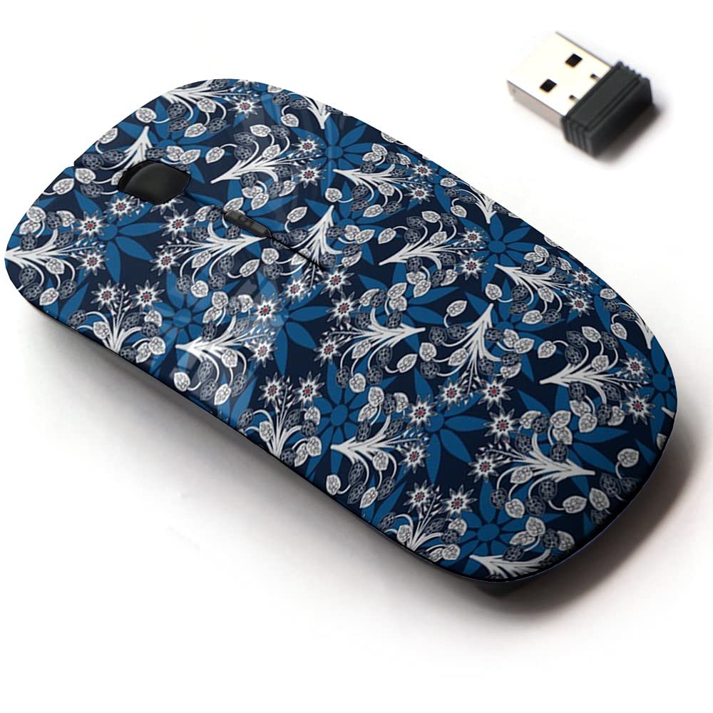 2.4G Wireless Mouse with Cute Pattern Design for All Laptops and Desktops with Nano Receiver - Floral Lily Daisy Jasmine Camellia Sunflower